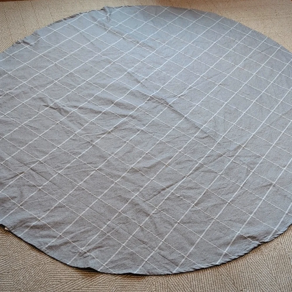 Classic Gray & White Plaid Checked Cotton Polyester Oblong Tablecloth 72